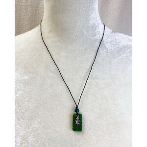 Danforth pewter Oak leaf and stone necklace vintage 1997